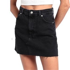 TopShop High Waisted Denim Mini Skirt in a Charcoal/ Black color Size 0